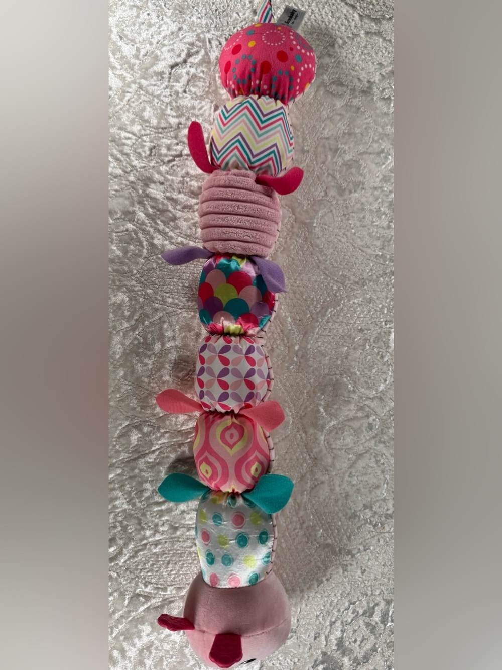 Plush Pink Caterpillar Soft Toy for Kids with growth chart on other side - Picture 2 of 3